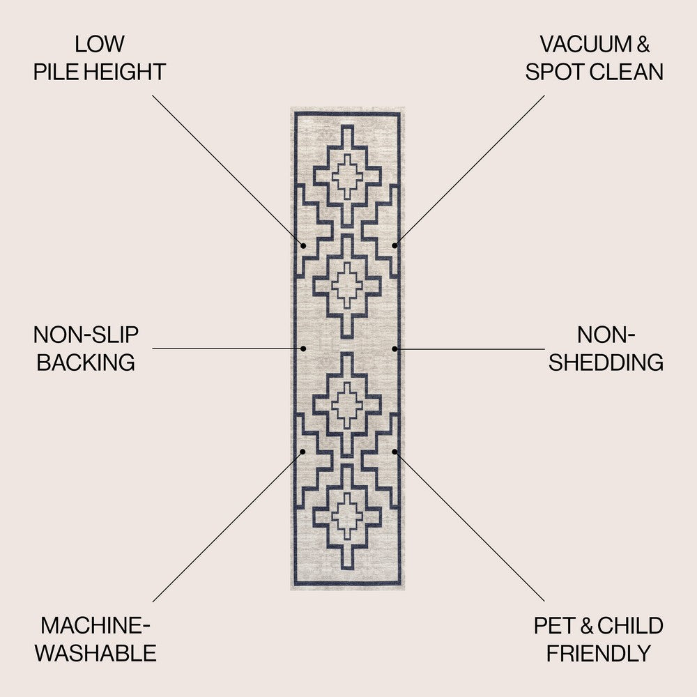 Townsend Minimalist Medallion Machine-washable Area Rug