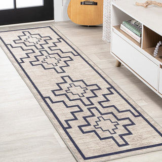 Townsend Minimalist Medallion Machine-washable Area Rug