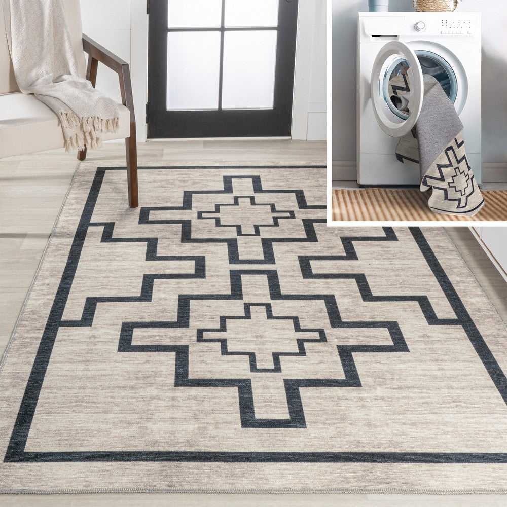 Townsend Minimalist Medallion Machine-washable Area Rug