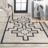 Townsend Minimalist Medallion Machine-washable Area Rug
