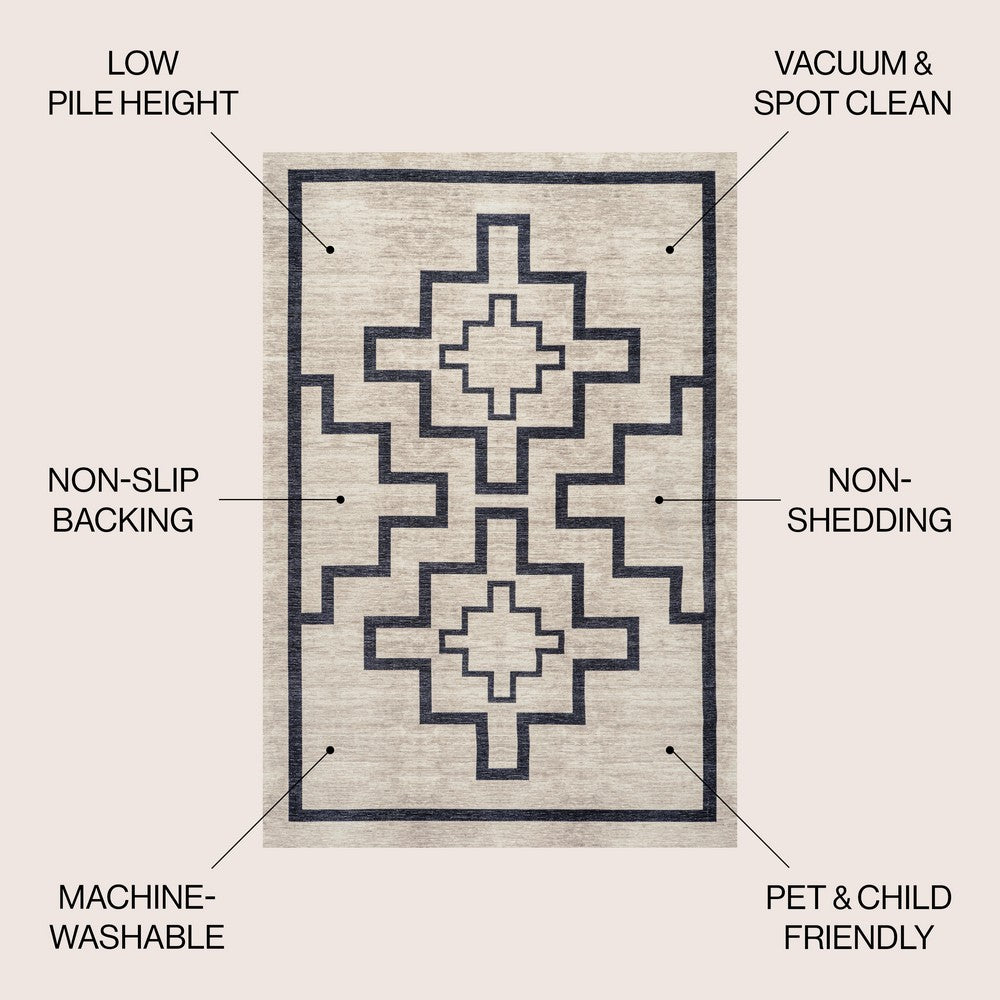 Townsend Minimalist Medallion Machine-washable Area Rug