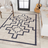 Townsend Minimalist Medallion Machine-washable Area Rug