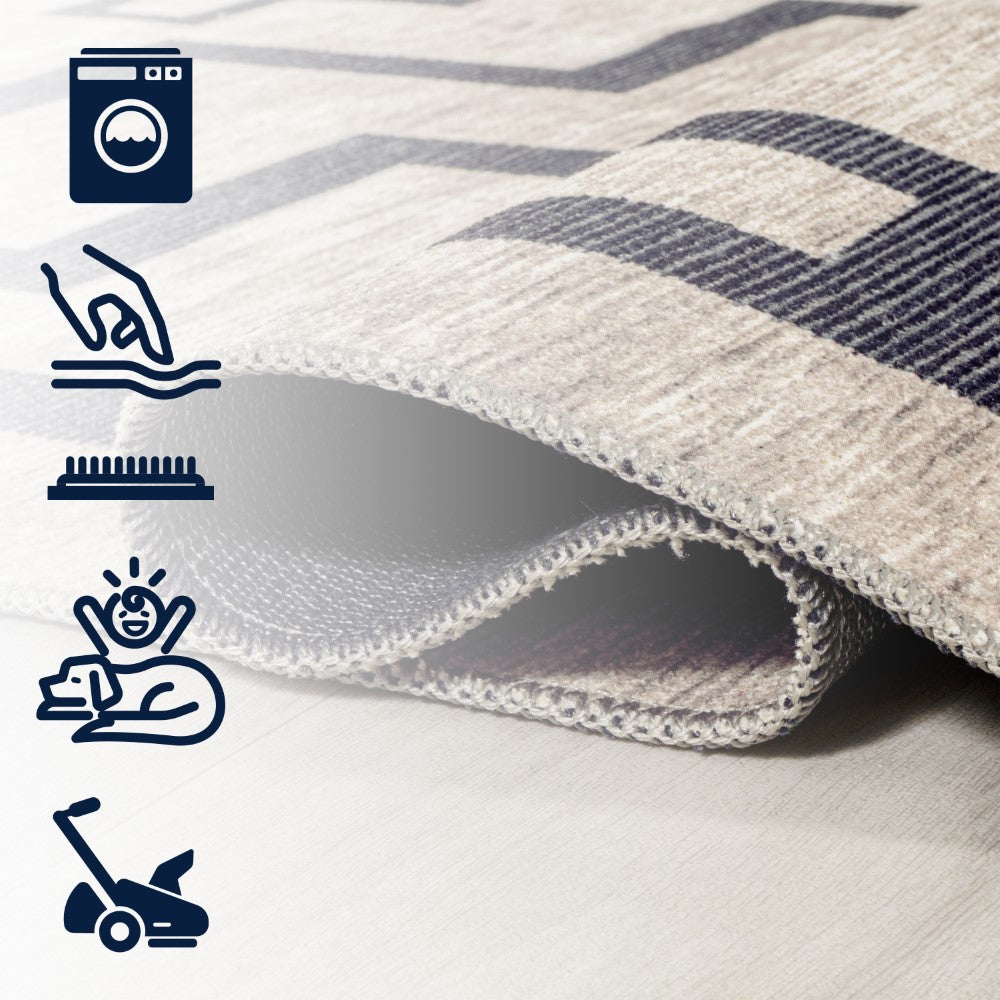 Townsend Minimalist Medallion Machine-washable Area Rug