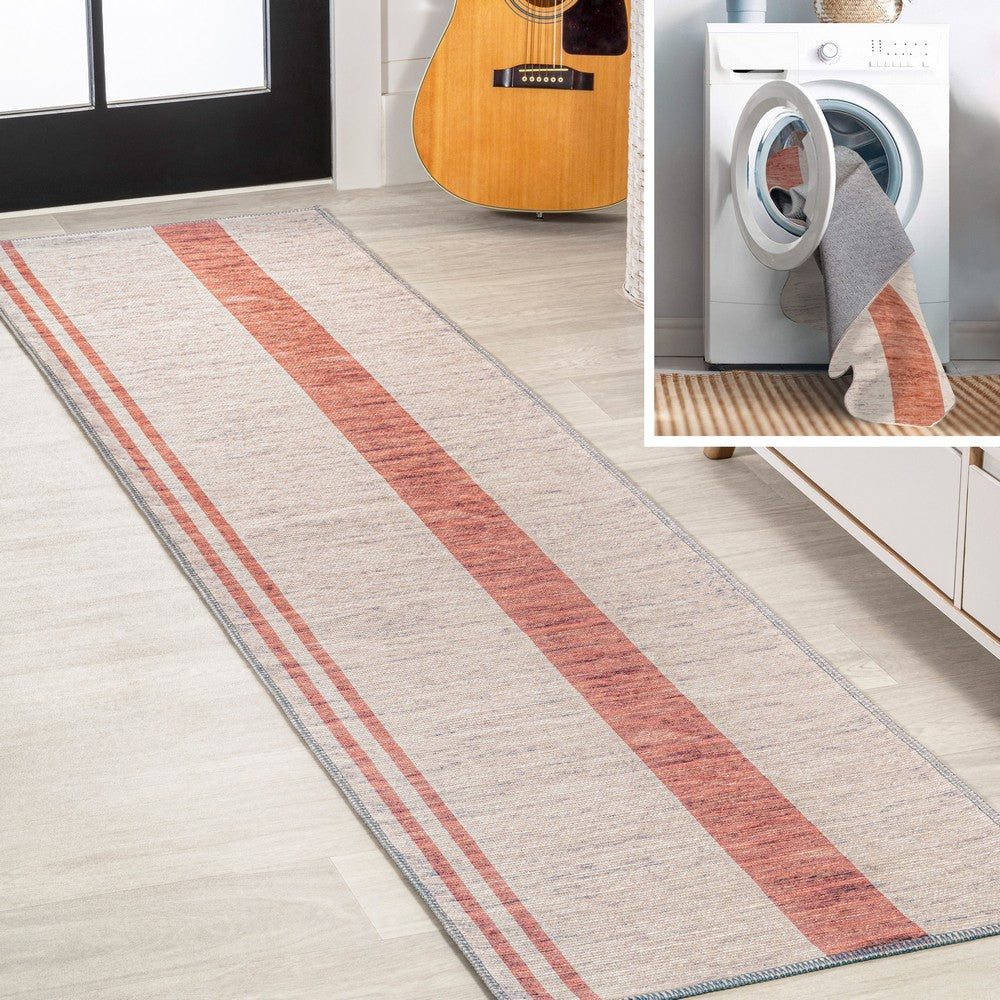 Parker Modern Distressed Stripe Machine-washable Area Rug