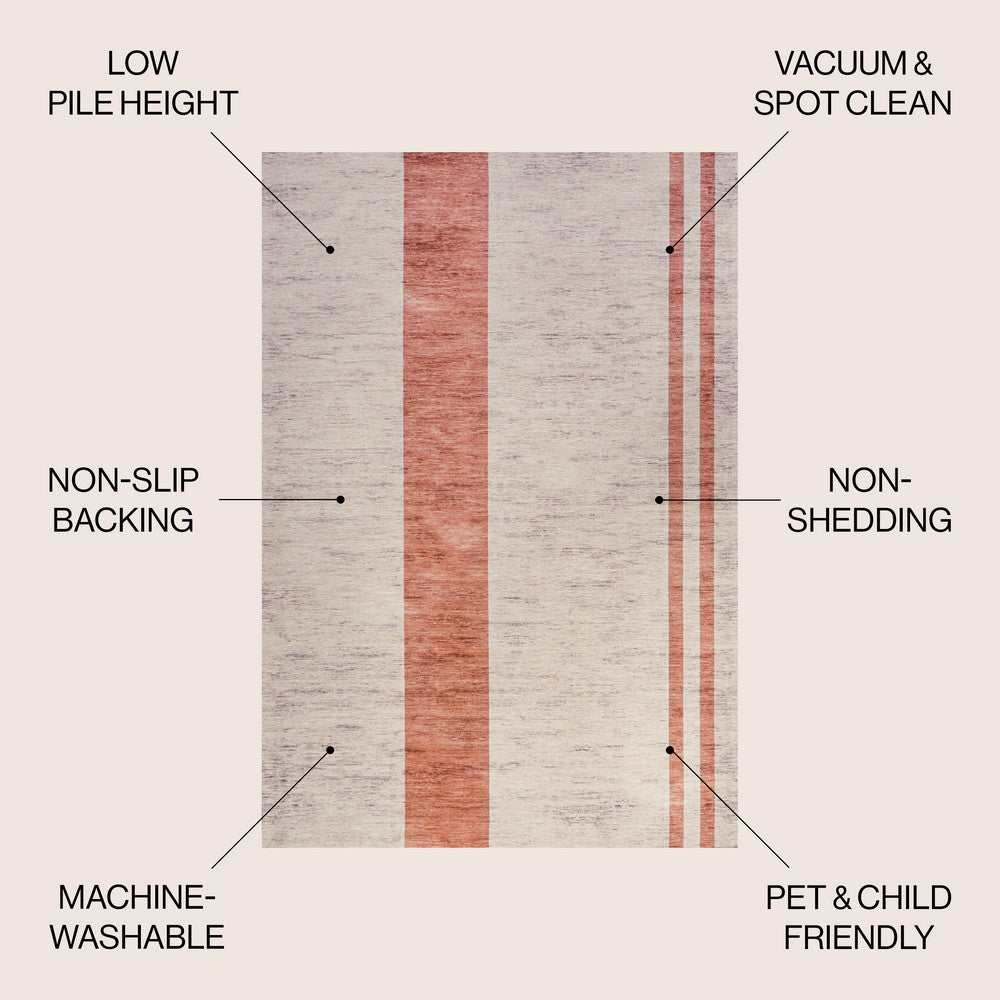 Parker Modern Distressed Stripe Machine-washable Area Rug
