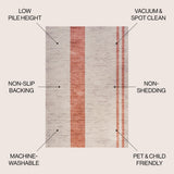 Parker Modern Distressed Stripe Machine-washable Area Rug