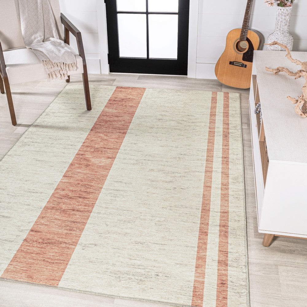 Parker Modern Distressed Stripe Machine-washable Area Rug