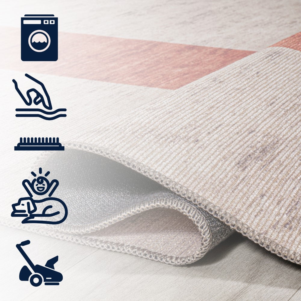 Parker Modern Distressed Stripe Machine-washable Area Rug