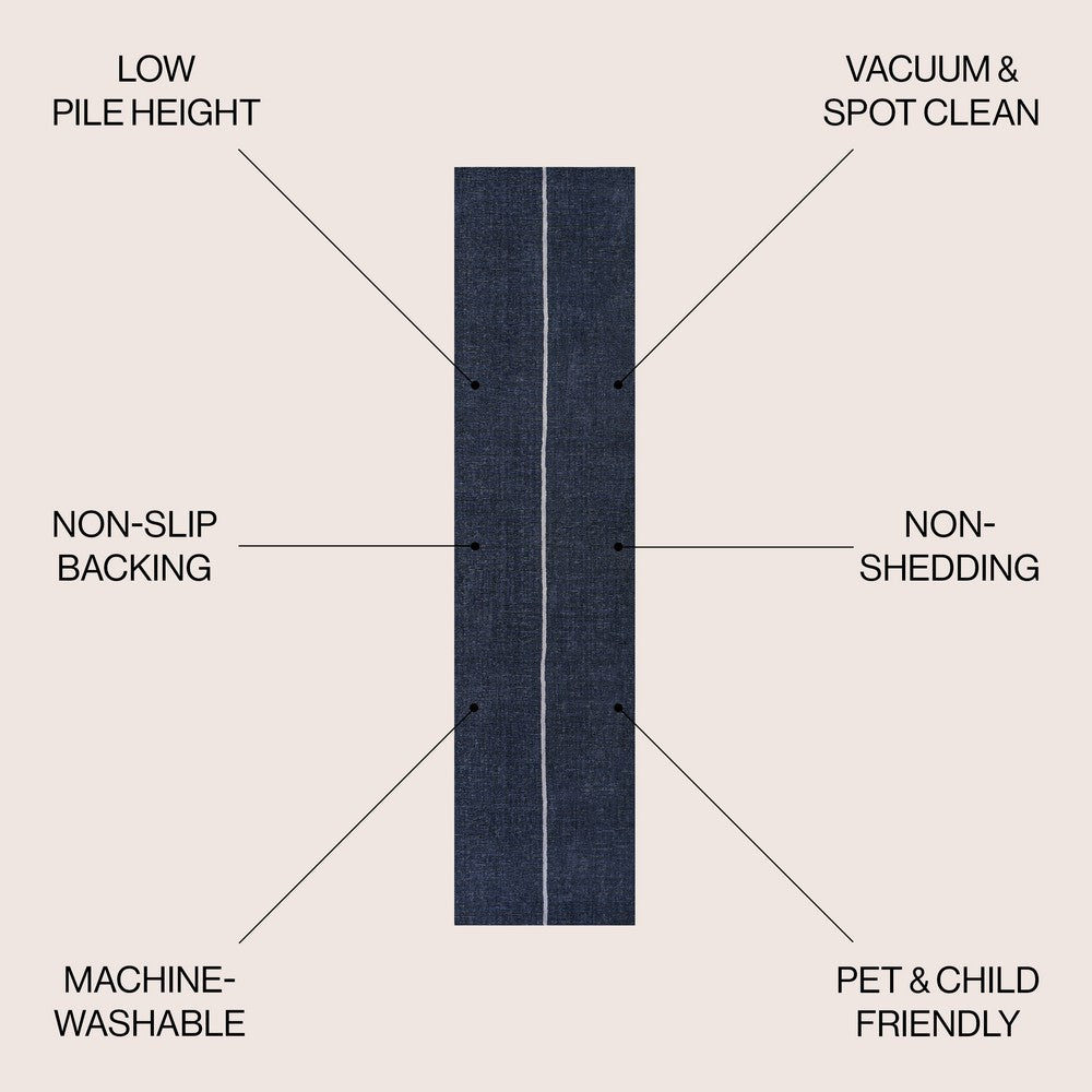 Curry Solid Centre Stripe Machine-washable Area Rug
