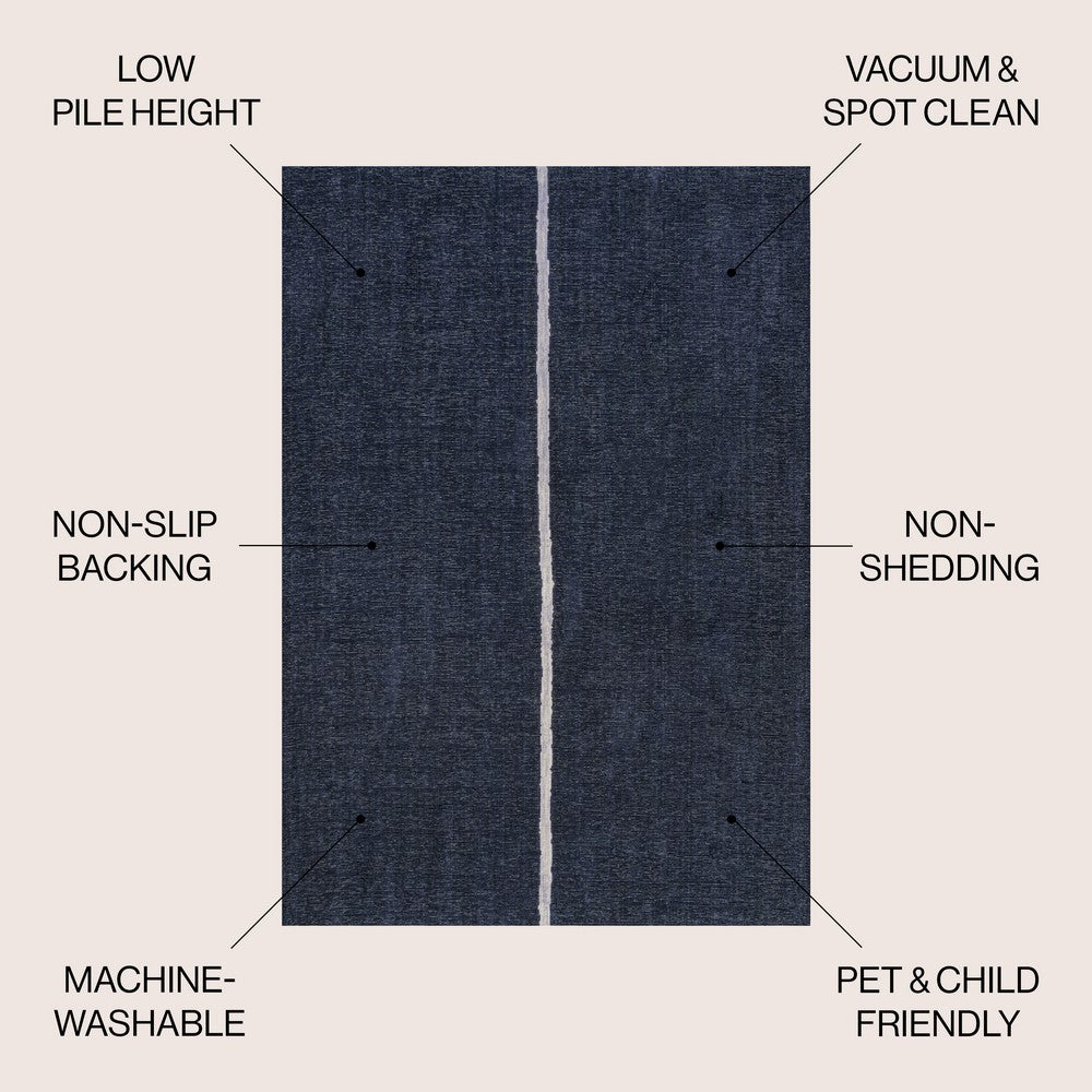 Curry Solid Centre Stripe Machine-washable Area Rug