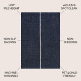 Curry Solid Centre Stripe Machine-washable Area Rug