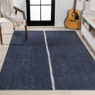 Curry Solid Centre Stripe Machine-washable Area Rug