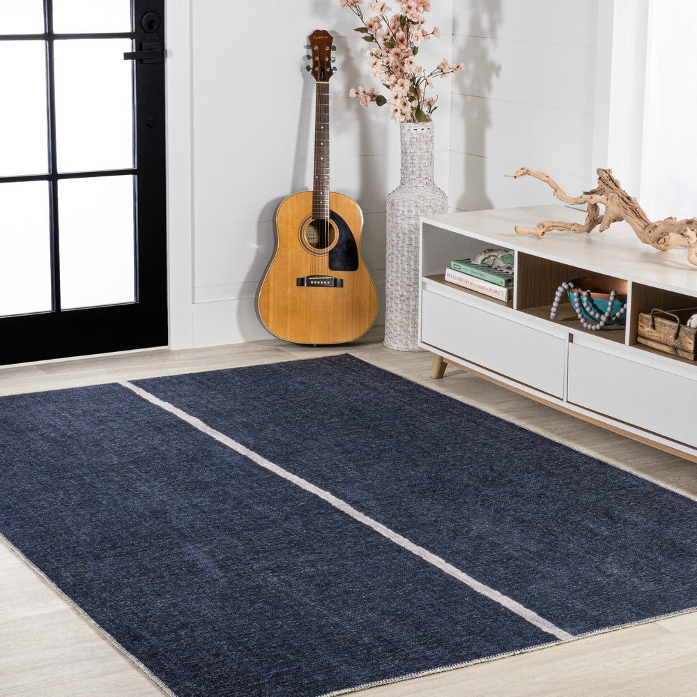 Curry Solid Centre Stripe Machine-washable Area Rug