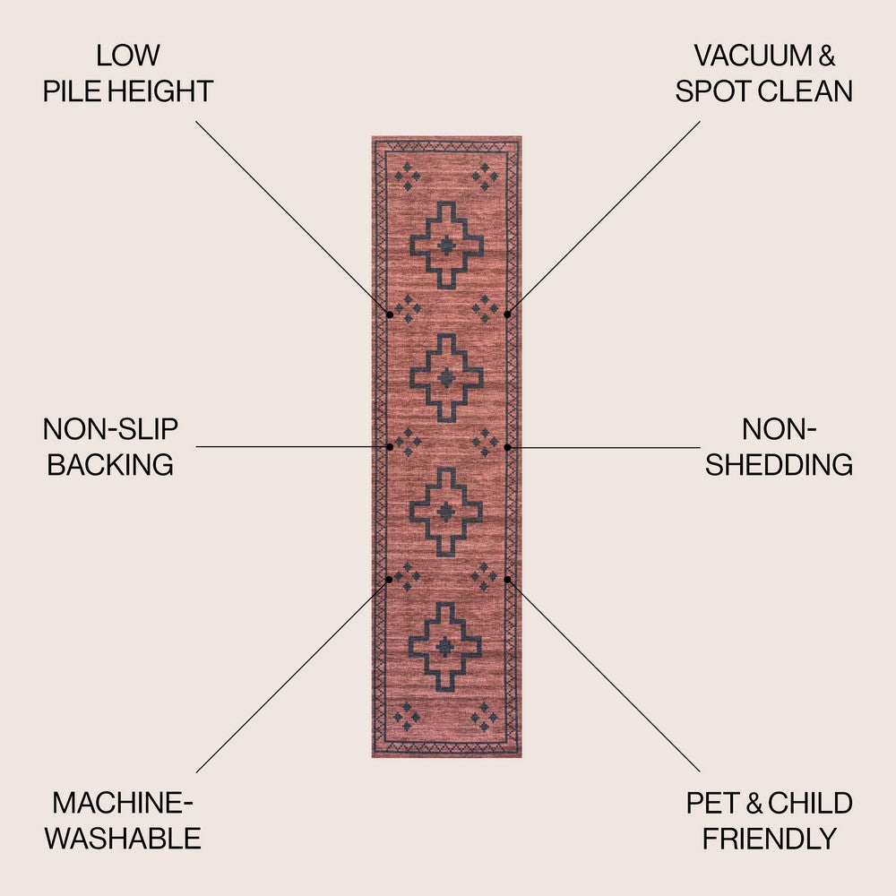 Mona Geometric Medallion Machine-washable Area Rug