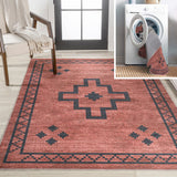Mona Geometric Medallion Machine-washable Area Rug