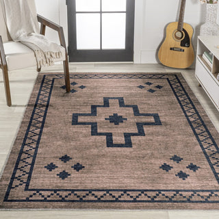Mona Geometric Medallion Machine-washable Area Rug