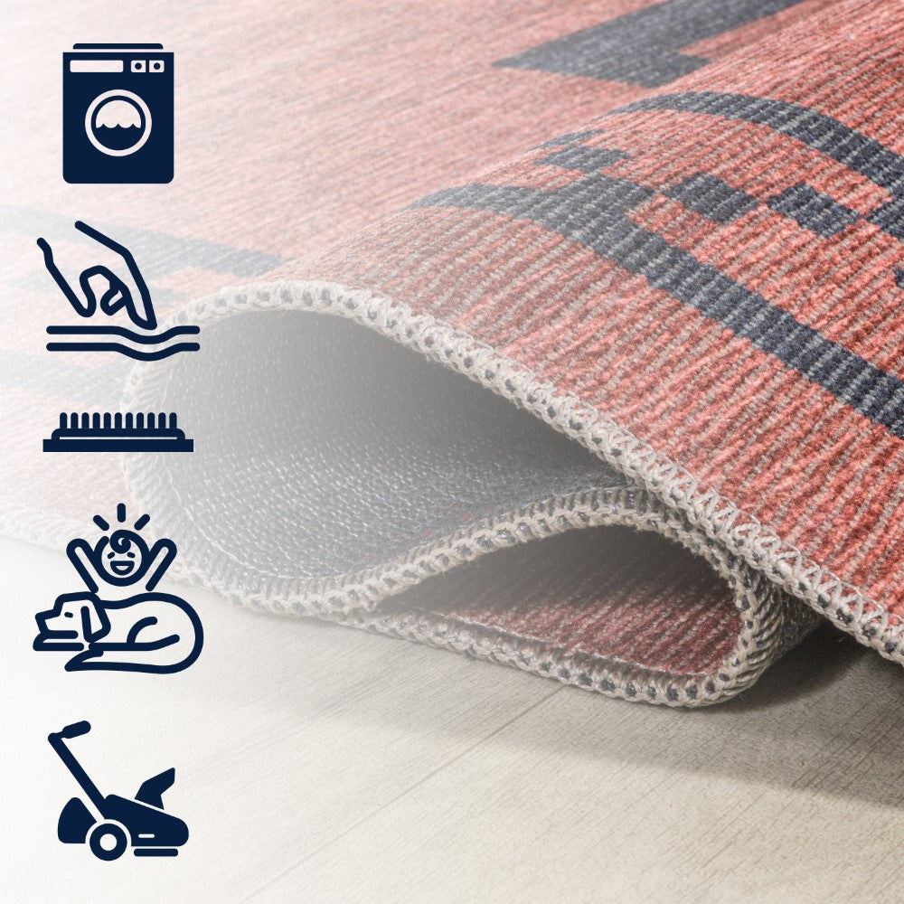 Mona Geometric Medallion Machine-washable Area Rug