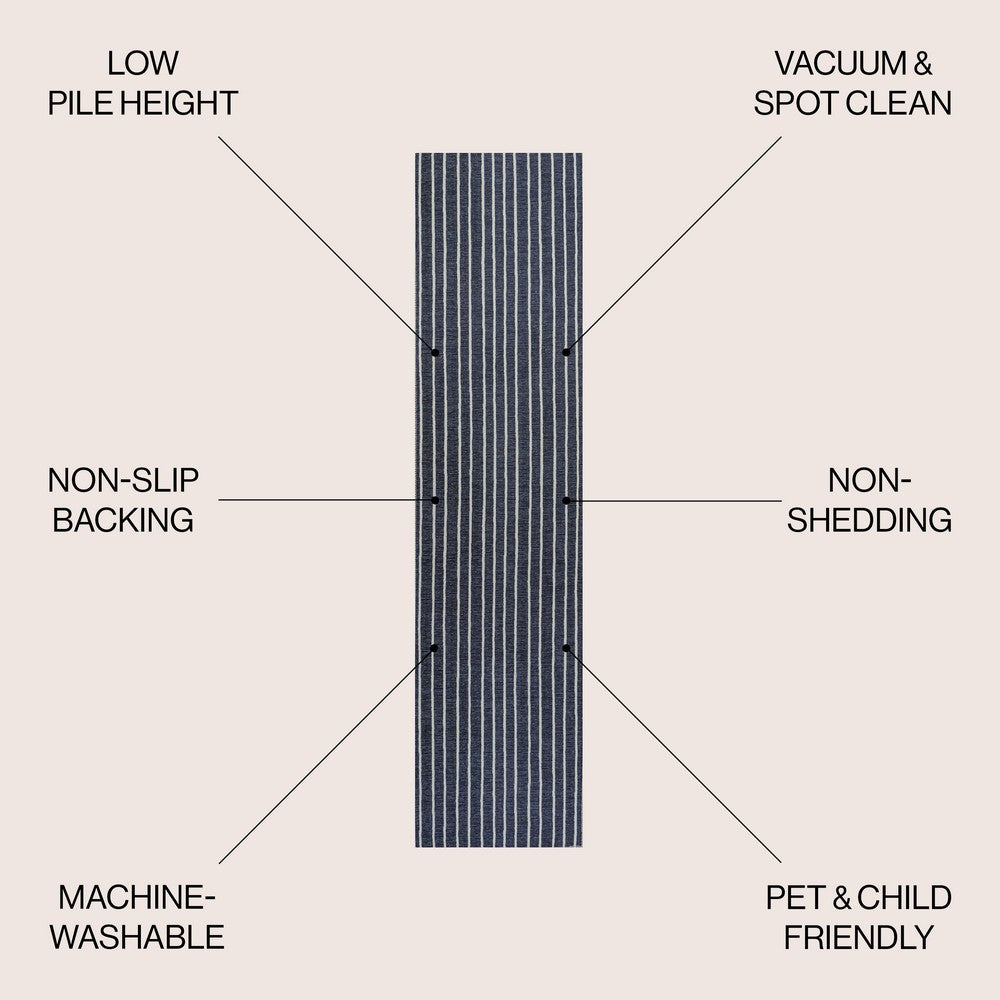 Belle Distressed Ticking Stripe Machine-washable Area Rug