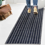 Belle Distressed Ticking Stripe Machine-washable Area Rug