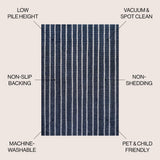 Belle Distressed Ticking Stripe Machine-washable Area Rug