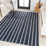 Belle Distressed Ticking Stripe Machine-washable Area Rug