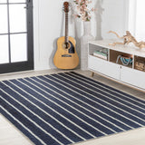 Belle Distressed Ticking Stripe Machine-washable Area Rug