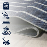 Belle Distressed Ticking Stripe Machine-washable Area Rug
