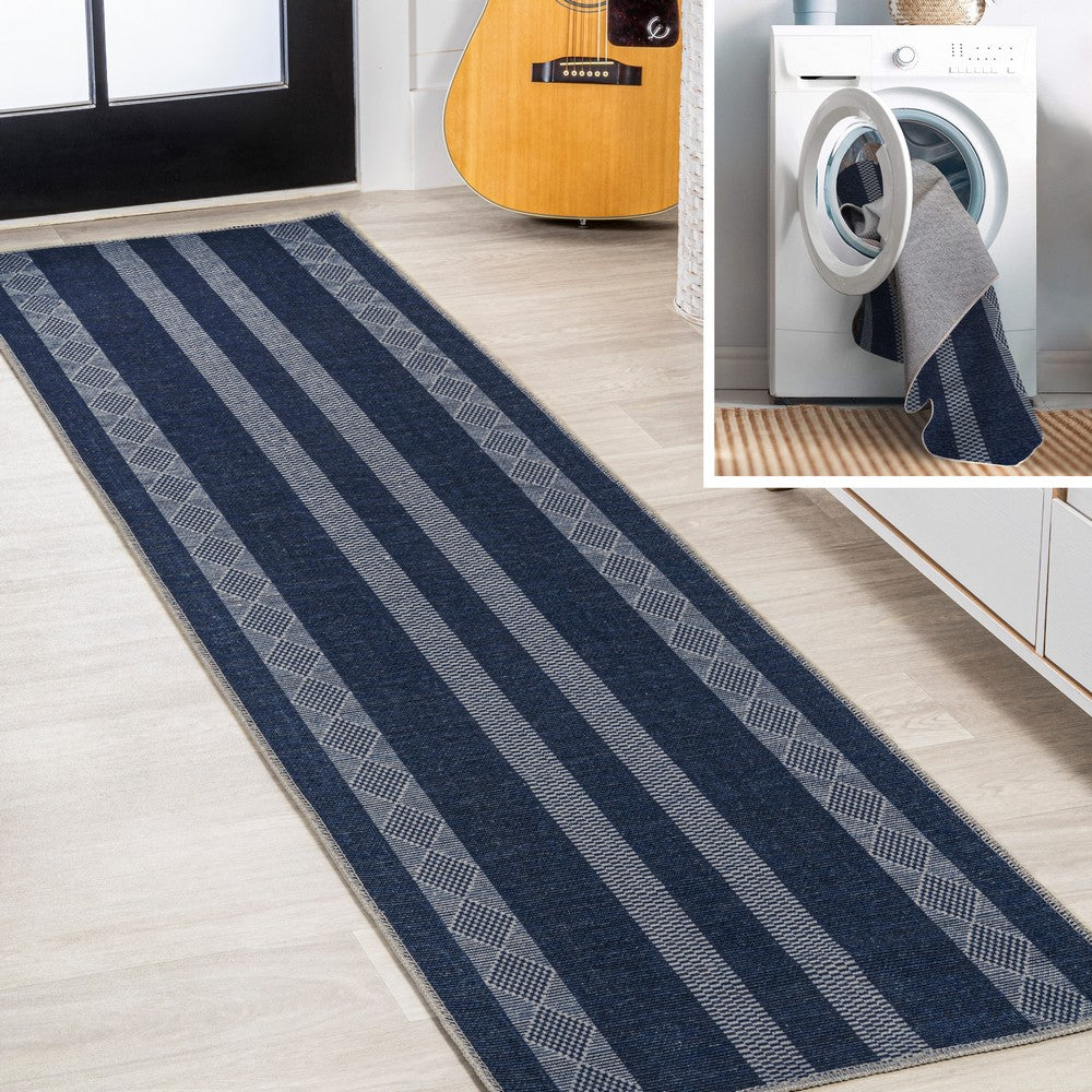 Wallaker Trellis Stripe Machine-washable Area Rug