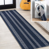 Wallaker Trellis Stripe Machine-washable Area Rug