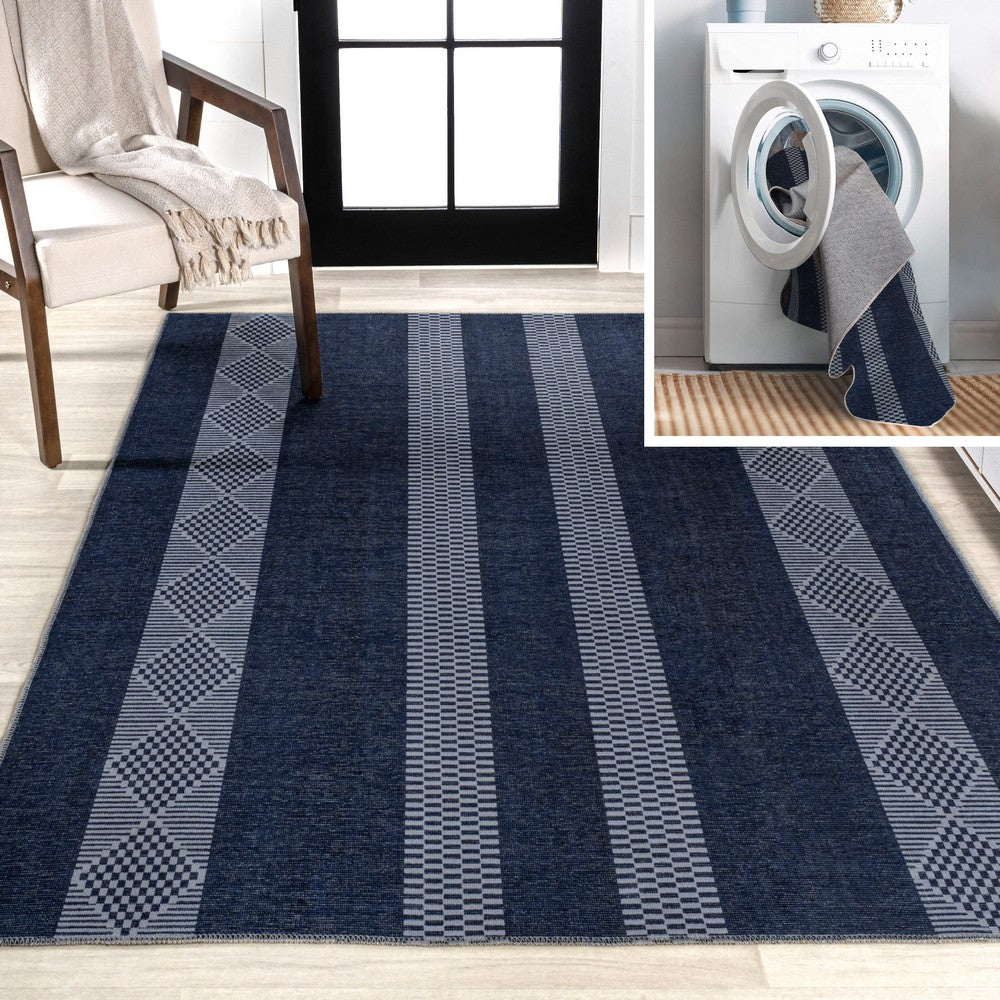 Wallaker Trellis Stripe Machine-washable Area Rug