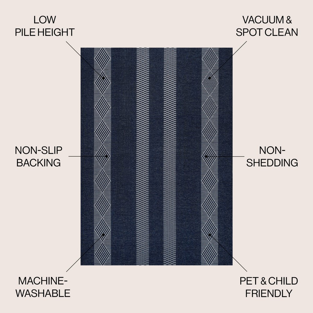 Wallaker Trellis Stripe Machine-washable Area Rug