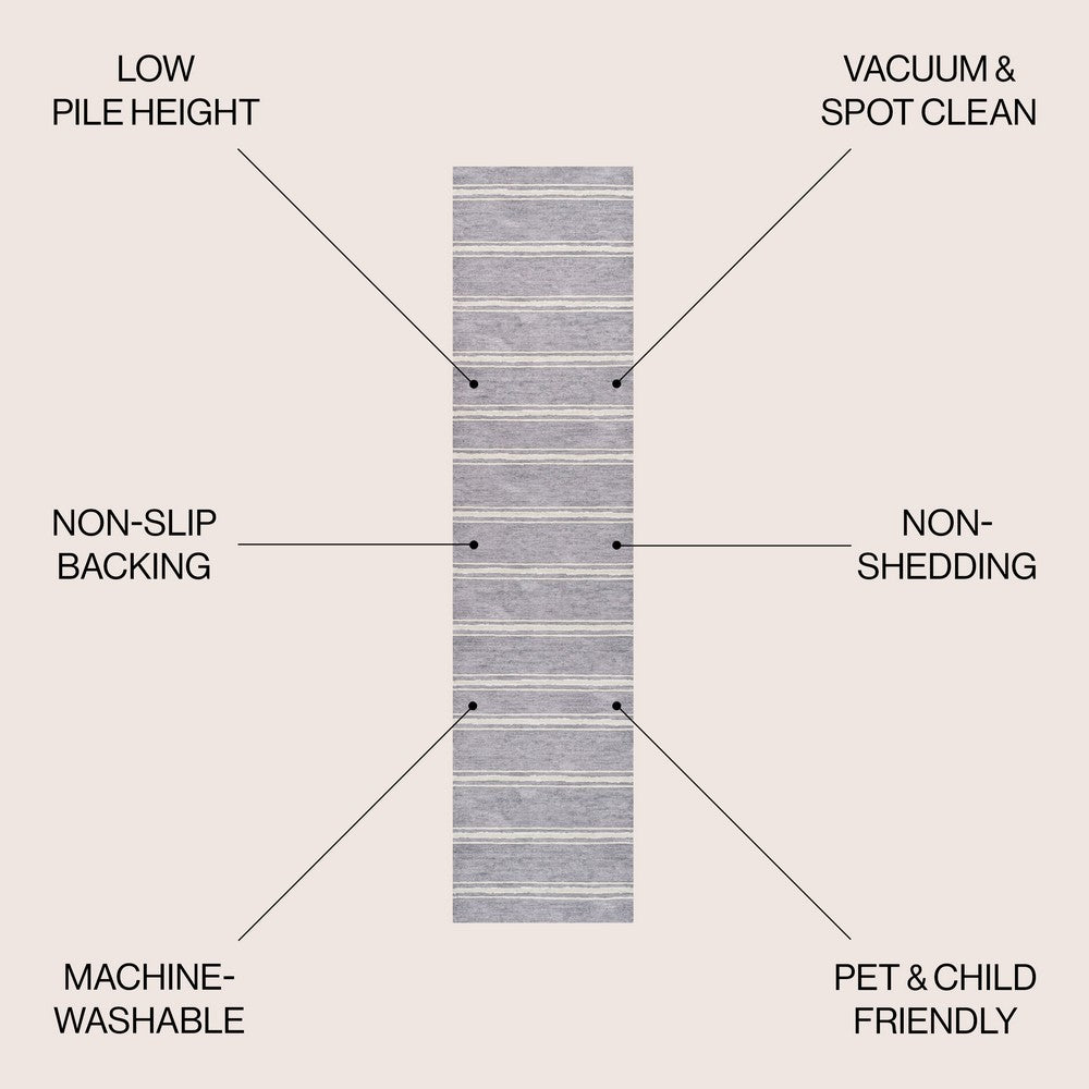 Sand Ticking Stripe Machine-washable Area Rug