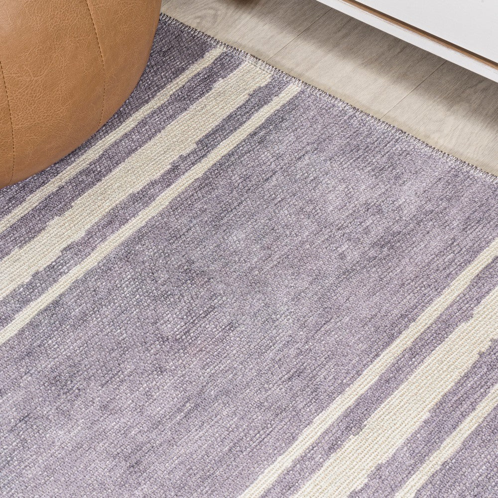Sand Ticking Stripe Machine-washable Area Rug