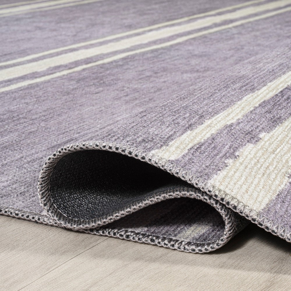 Sand Ticking Stripe Machine-washable Area Rug