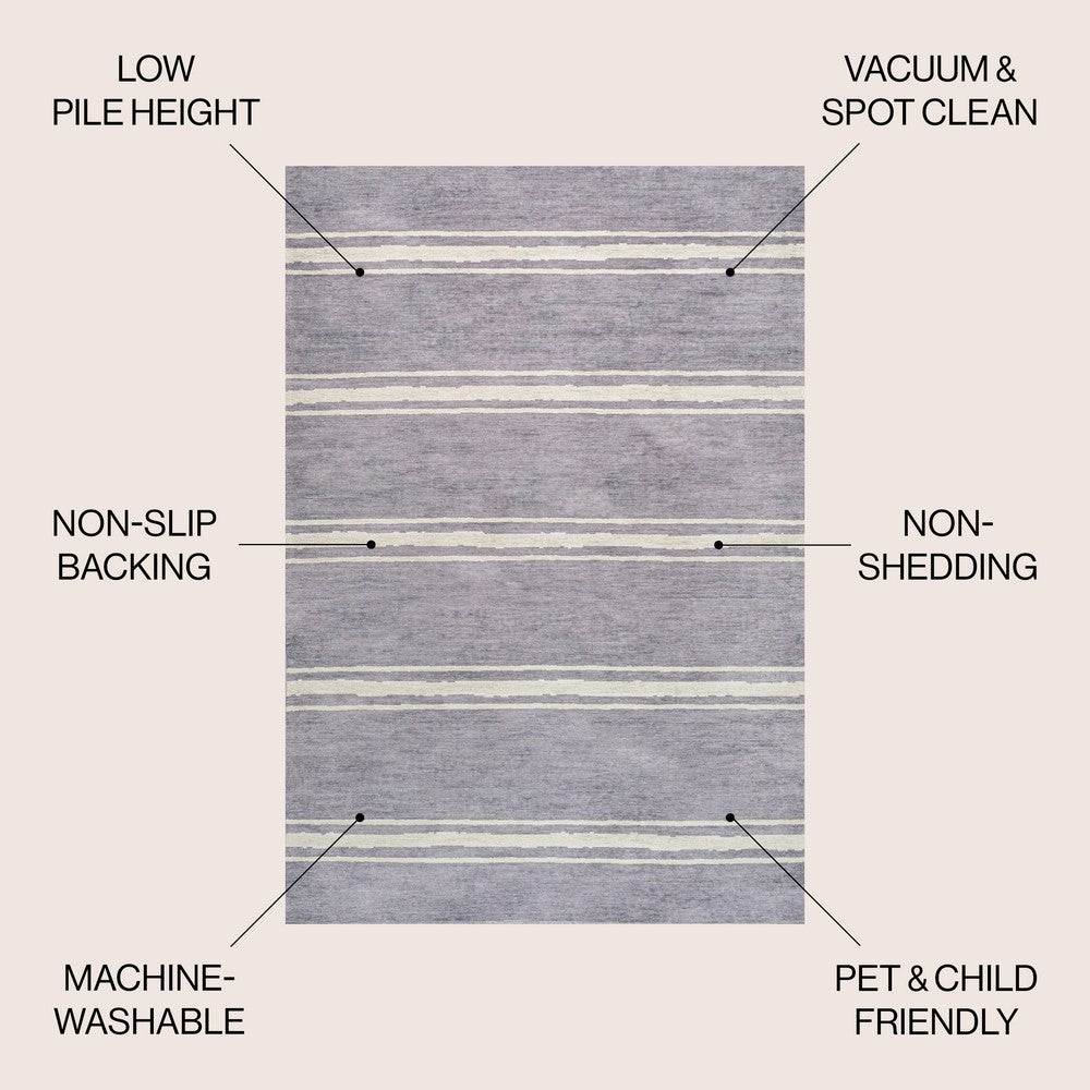 Sand Ticking Stripe Machine-washable Area Rug
