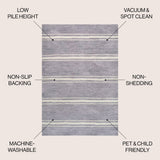 Sand Ticking Stripe Machine-washable Area Rug