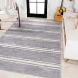 Sand Ticking Stripe Machine-washable Area Rug