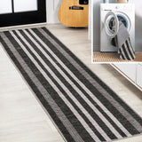 Curry Geometric Striped Machine-washable Area Rug
