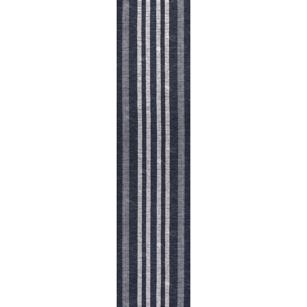 Curry Geometric Striped Machine-washable Area Rug