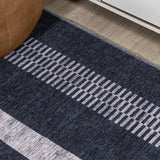 Curry Geometric Striped Machine-washable Area Rug