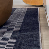 Curry Geometric Striped Machine-washable Area Rug