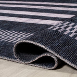 Curry Geometric Striped Machine-washable Area Rug