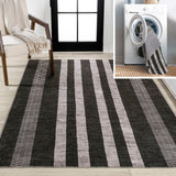 Curry Geometric Striped Machine-washable Area Rug