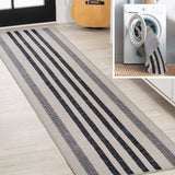 Curry Geometric Striped Machine-washable Area Rug