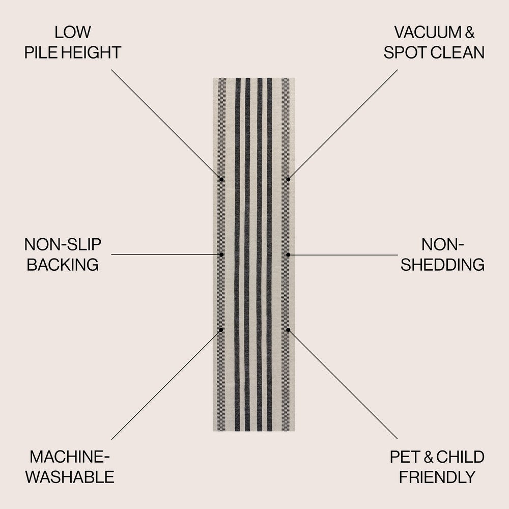 Curry Geometric Striped Machine-washable Area Rug