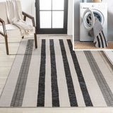 Curry Geometric Striped Machine-washable Area Rug