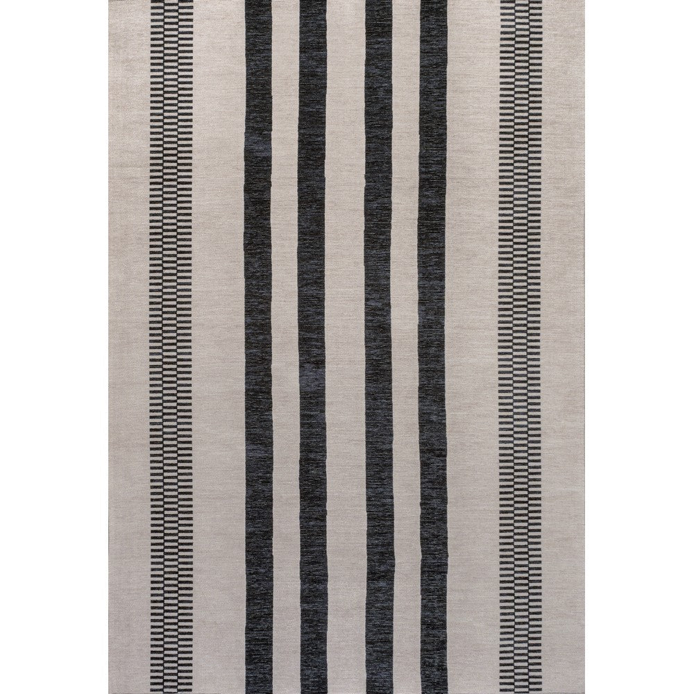 Curry Geometric Striped Machine-washable Area Rug