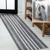 Curry Geometric Striped Machine-washable Area Rug