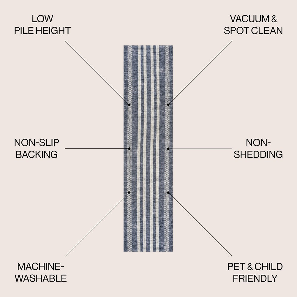 Curry Geometric Striped Machine-washable Area Rug