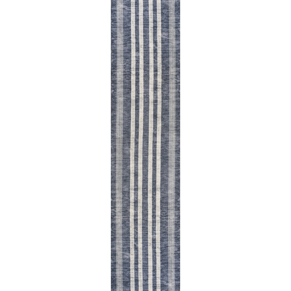 Curry Geometric Striped Machine-washable Area Rug